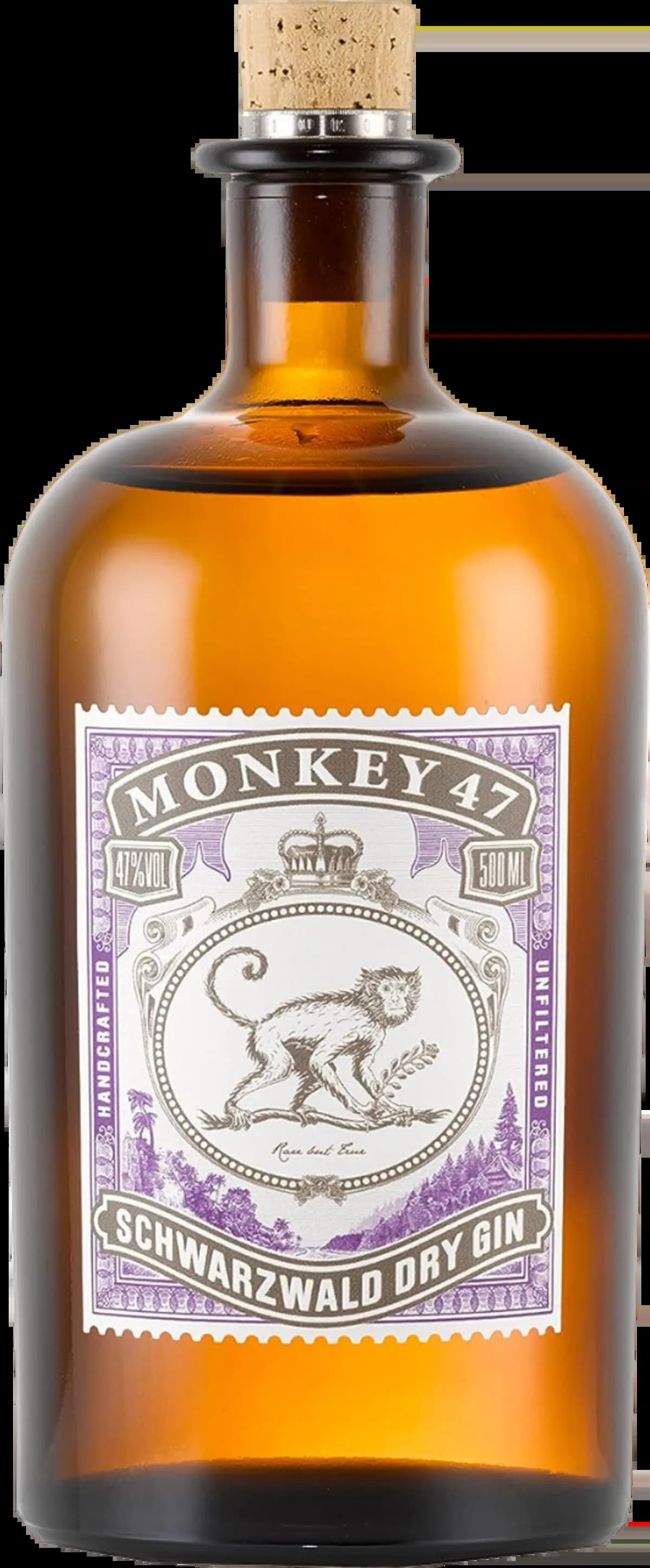 Abbildung einer Gin Flasche Monkey 47 Schwarzwald Dry Gin