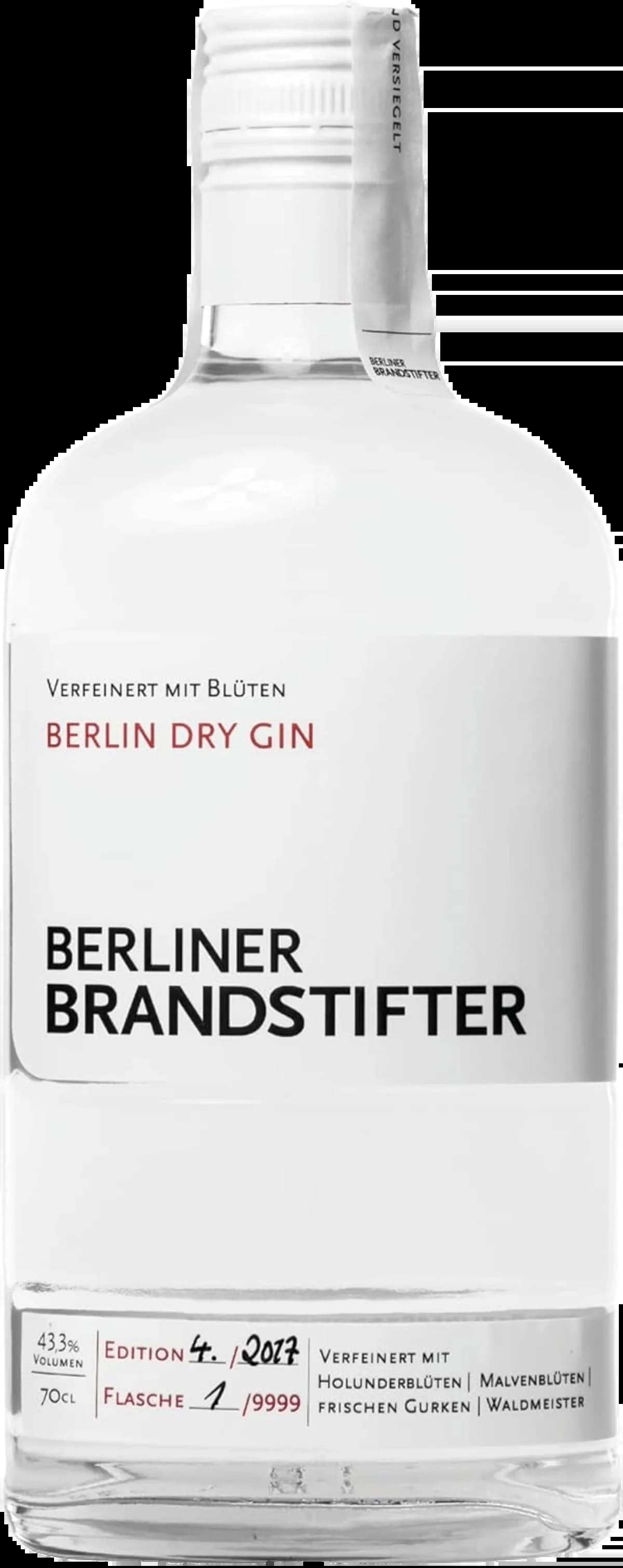 Abbildung einer Gin Flasche Berliner Brandstifter Dry Gin