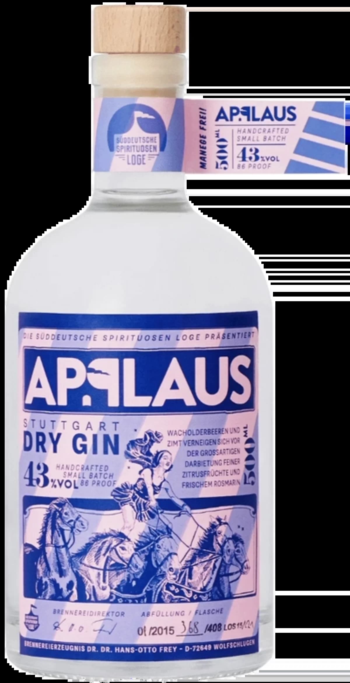 Abbildung einer Gin Flasche Applaus Stuttgard Dry Gin