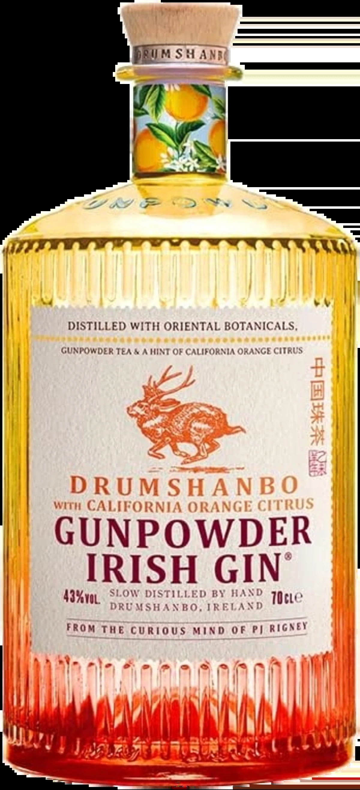 Illustration des Gins Drumshanbo Gunpowder Californian Orange Irish Gin